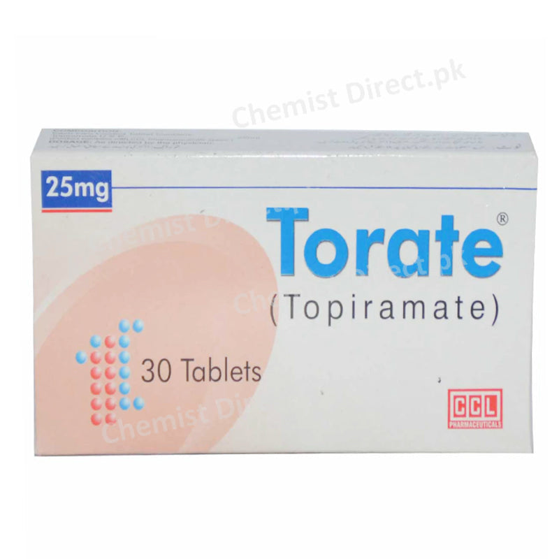 Torate 25mg Tablet Topiramate Anti-Convulsant CCL Pharmaceuticals