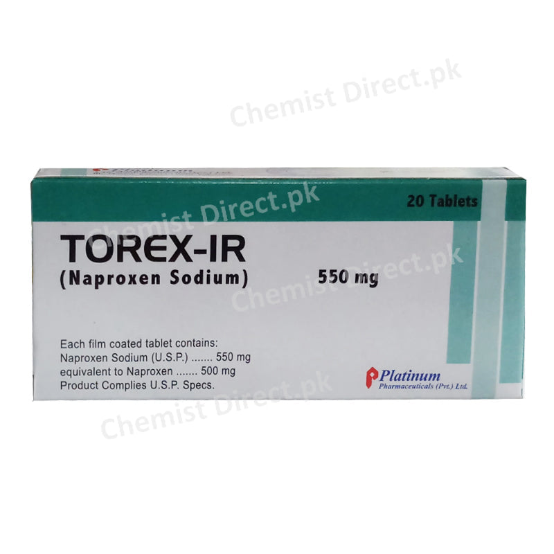 Torex-IR 550mg Tablet Naproxen Sodium Nsaid Platinum Pharmaceuticals