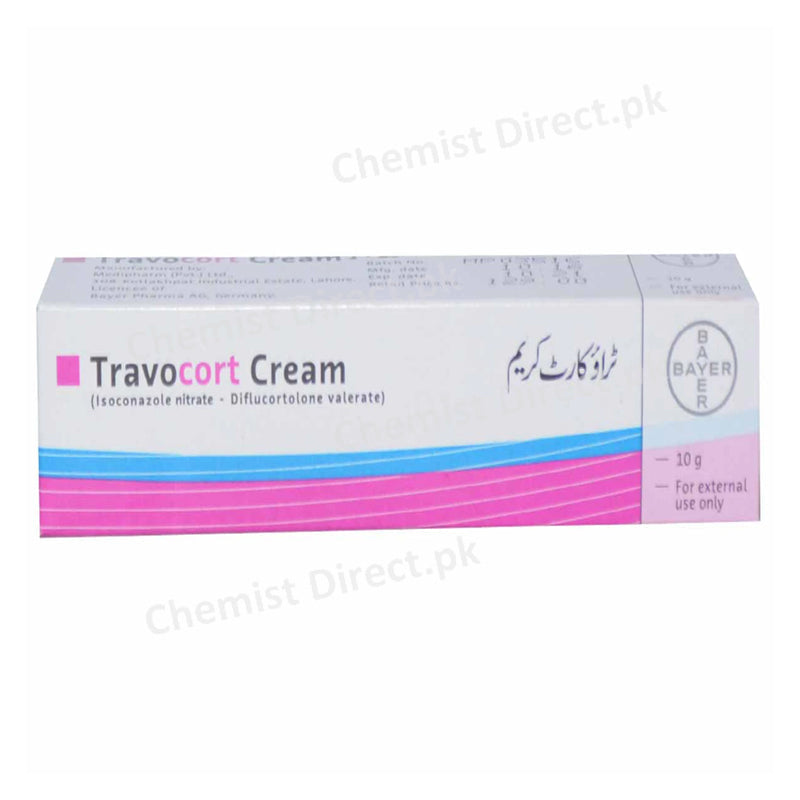 Travocort Cream 10g Bayer Health Care Pvt Ltd Corticosteroids Anti Fungal 1gm Travocort Contains Isoconazole Nitrate 10mg And Diflucortolone Valerate 1mg