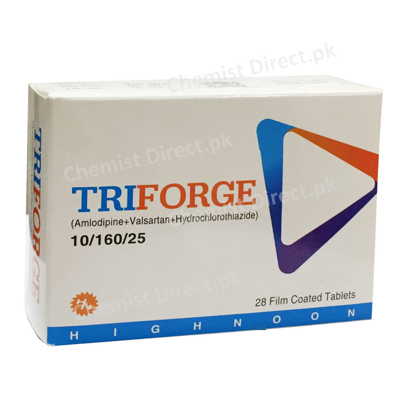 Triforge 10/160/25mg Tablet Amlodipine+Valsartan+Hydrochlorthiazide Anti-Hypertensive+Diuretic Highnoon Laboratories
