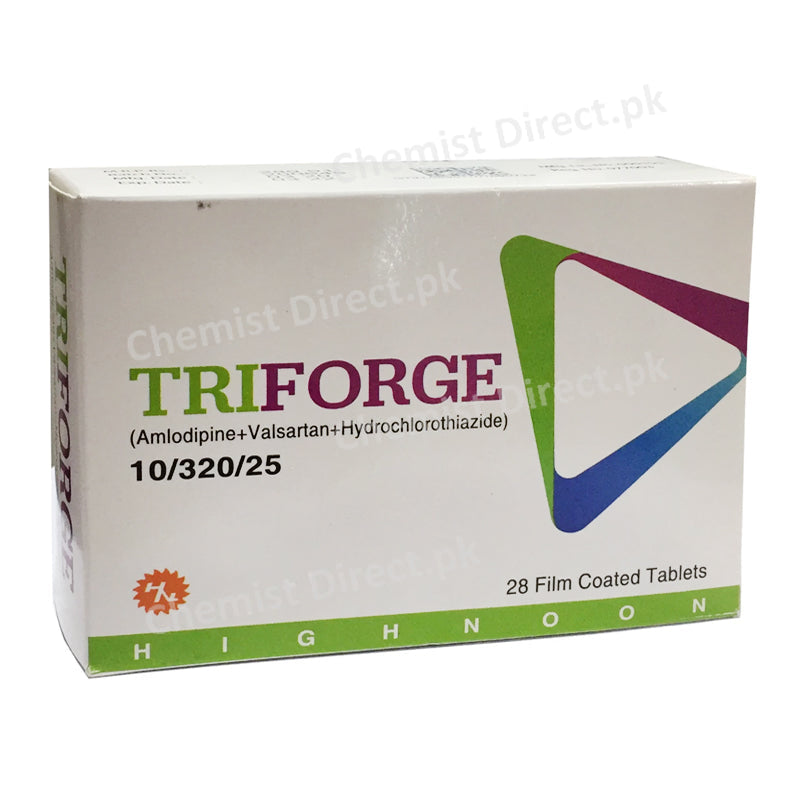 Triforge 10/320/25mg Tablet Amlodipine+Valsartan+Hydrochlorthiazide Anti-Hypertensive+Diuretic Highnoon Laboratories