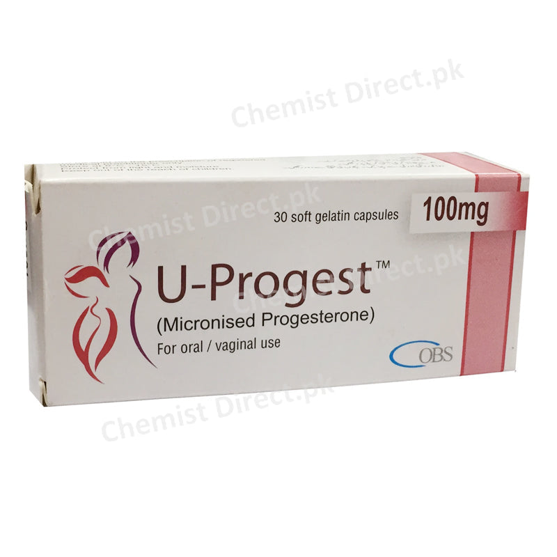U Progest 100mg Capsule Obs Pharma Hormonal Products Progesterone Secondary amenorrhoea_ Pre menstrual syndrome