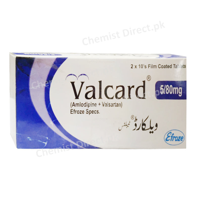 VALCARD TABlet 5 80MG Efroze Chemical Industries Pvt Ltd Anti Hypertensive Amlodipine 5mg Valsartan 80mg