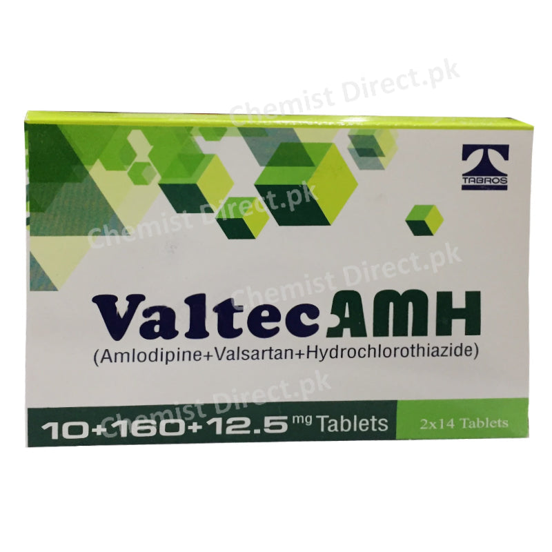 Valtec AMH 10+160+12.5mg Tablet Anti-Hypertensive Amlodipine+Valsartan+Hydrochlorothiazide Tabros Pharma