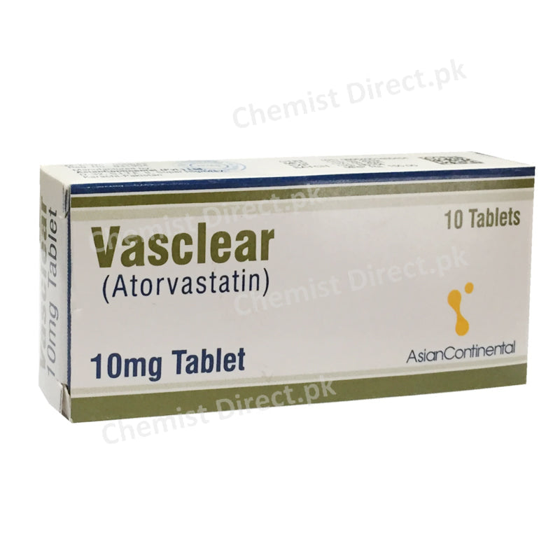 Vasclear 10mg Tablet Atorvastatin Asian Continental Pharma Statins