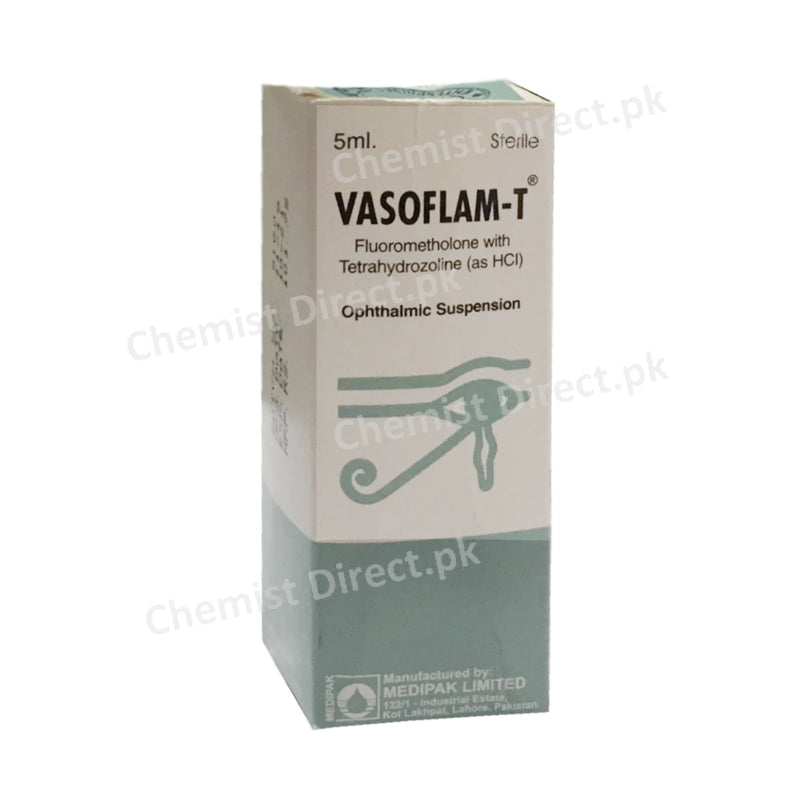 Vasoflam-T Eye Drop 5ml flurometholone with tetra hydrozoline as hcl Medipak