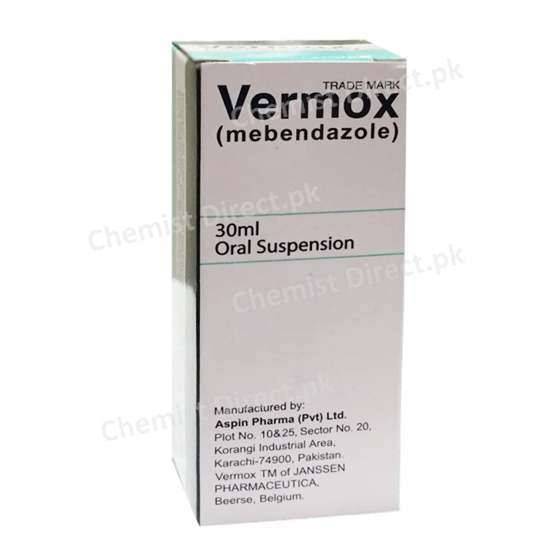 Vermox 30ml Syrup Mebendazole Aspin Pharma Suspension