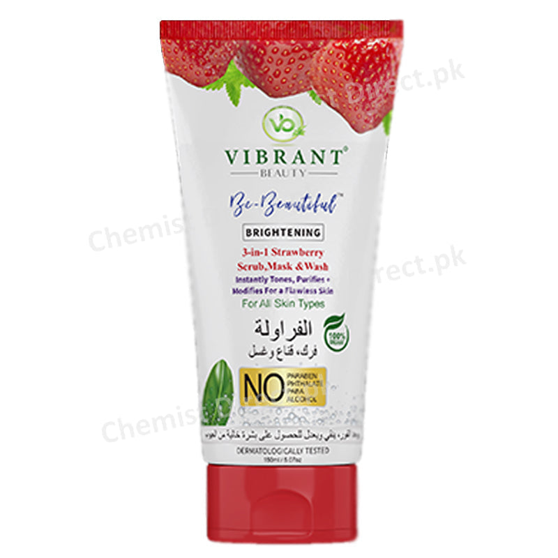 Vibrant 3 1 Strawberry Scrub Mask Wash 150ml jpg