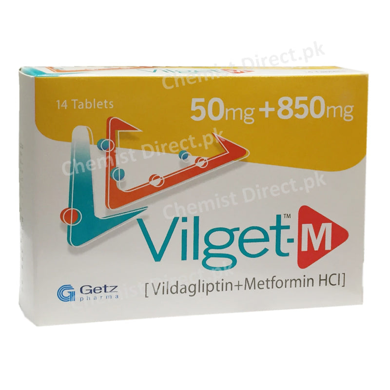 Vilget M 50mg 850mg Tablet Getz Pharma Pakistan Pvt Ltd Oral Hypoglycemic Vildagliptin 50mg Metformin