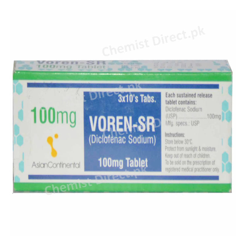 Voren SR 100mg Tablet continental chemical co. pvt ltd nsiad diclofenac sodium