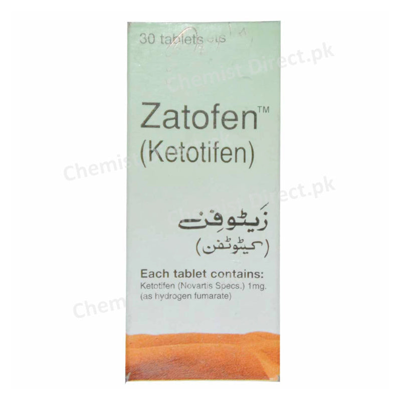 Zatofen 1mg Tablet Novartis Pharma Pakistan Ltd Anti Histamine Ketotifen