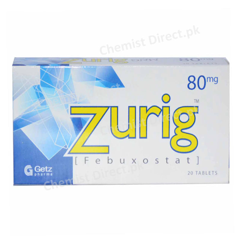 Zurig 80mg Tablet Febuxostat Anti-gout Getz Pharma