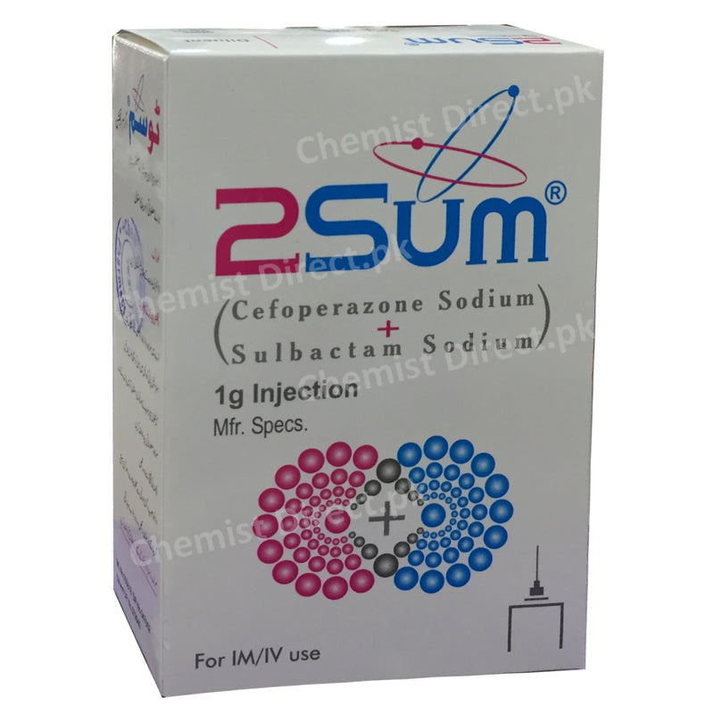 2Sum Injection 1g 1Vial Cefoperazone Sodium 500mg Sulbactam Sodium 500mg Sami Pharmaceuticals (Pvt) Ltd