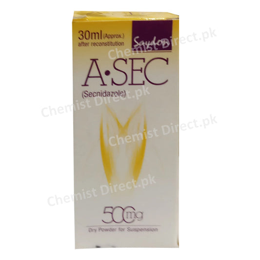 A.Sec 500mg Syrup 30ml Oral Suspension SAYDON PHARMACEUTICALS IND (PVT) LTD Secnidazole