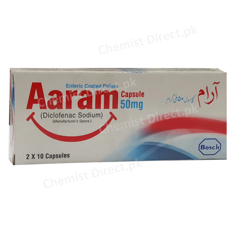 Aaram 50mg capsules BOSCH PHARMACEUTICALS (PVT) LTD Diclofenac Sodium 