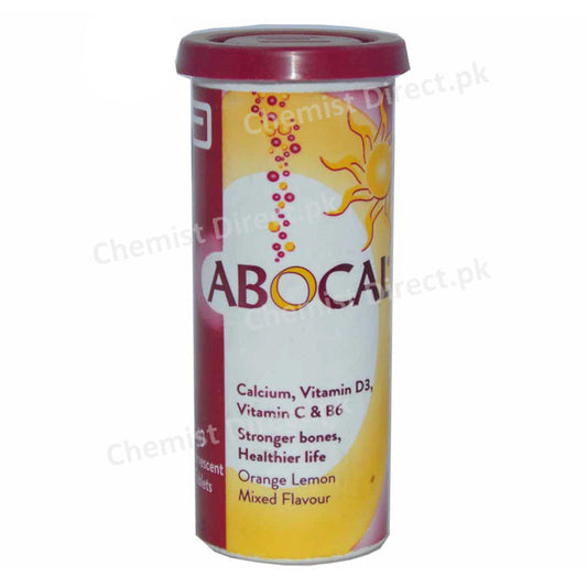 AboCal Effervescent Tablets ABBOTT LABORATORIES (PAKISTAN) LTD Calcium carbonate 670 mg (equivalent to 268 mg of elemental calcium) Vitamin D 400IU Vitamin C 500mg Vitamin B6 10mg