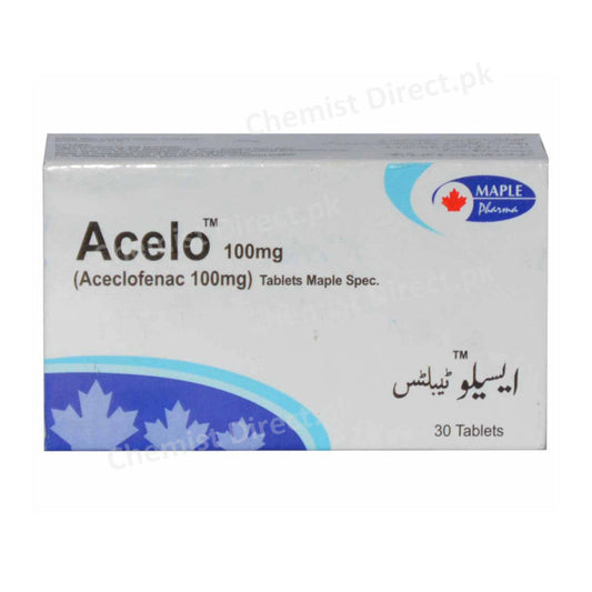 Acelo 100mg tab Maple Pharmaceutical (Pvt) Ltd Aceclofenac Tab