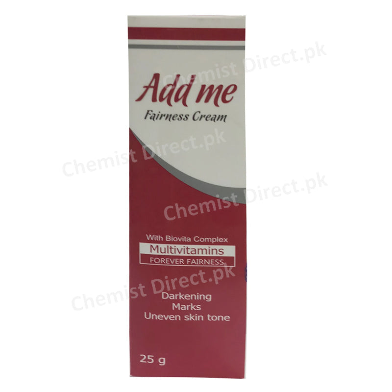 Add-Me-Cream-25g-CAPEX-Octyl methosy cinamate(USP) 0.150gm-Avobenzone-Vitamin B3-Vitamin B6-Alpha Arbutin-Sodium Ascorbyl Phoshate-Vitamin E Acetate.
