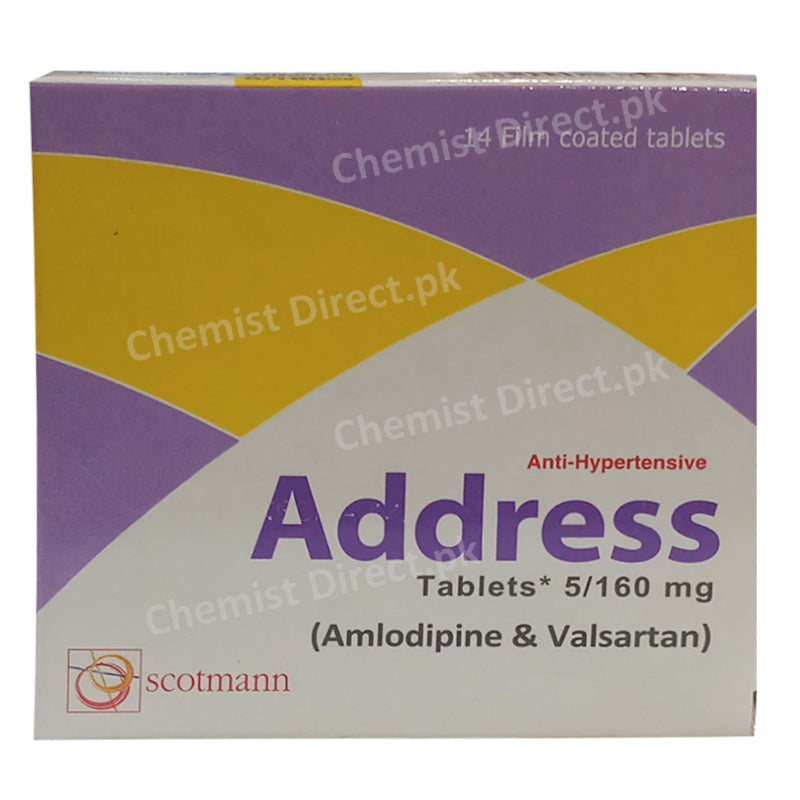 Address 5/160 mg Tablets Scotman Pharmaceuticals Amlodipine & Valsartan