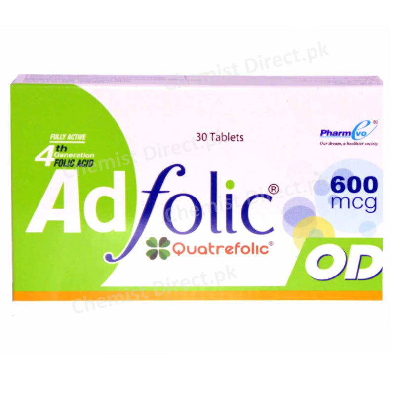 AD Folic OD Tablets 600mcg 30's Pharm Evo (Pvt) Ltd L-Methylfolate, Quatrefolate