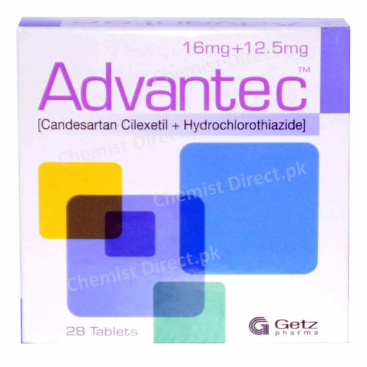 Advantec Tablets 16mg+12.5mg GETZ PHARMA PAKISTAN (PVT) LTD Candesartan 16mg, Hydrochlorothiazide 12.5mg