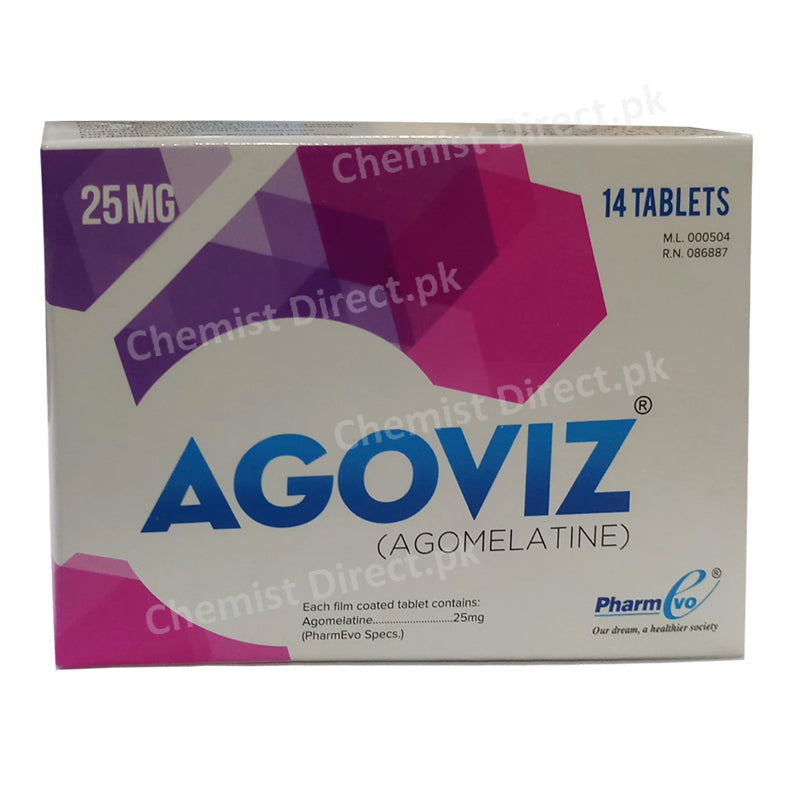 Agoviz 25mg Tab-Tablets Pharmevo(pvt)Ltd Agomelatine 25mg