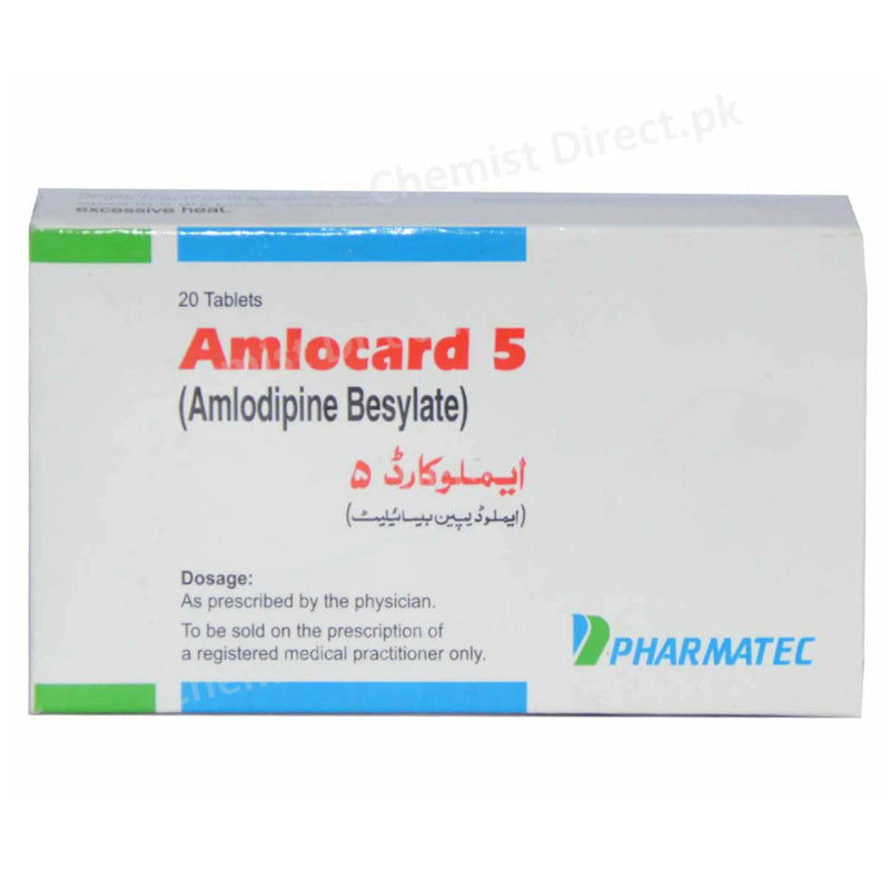 Amlocard 5 Tablets 5mg Pharmatec Amlodipine Besylate