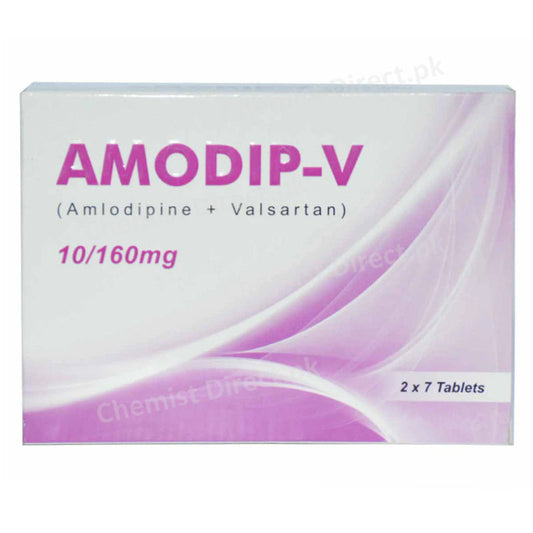 Amodip-V Tablets 10mg/160mg Mass Pharma (Pvt) Ltd Amlodipine 10mg, Valsartan 160mg