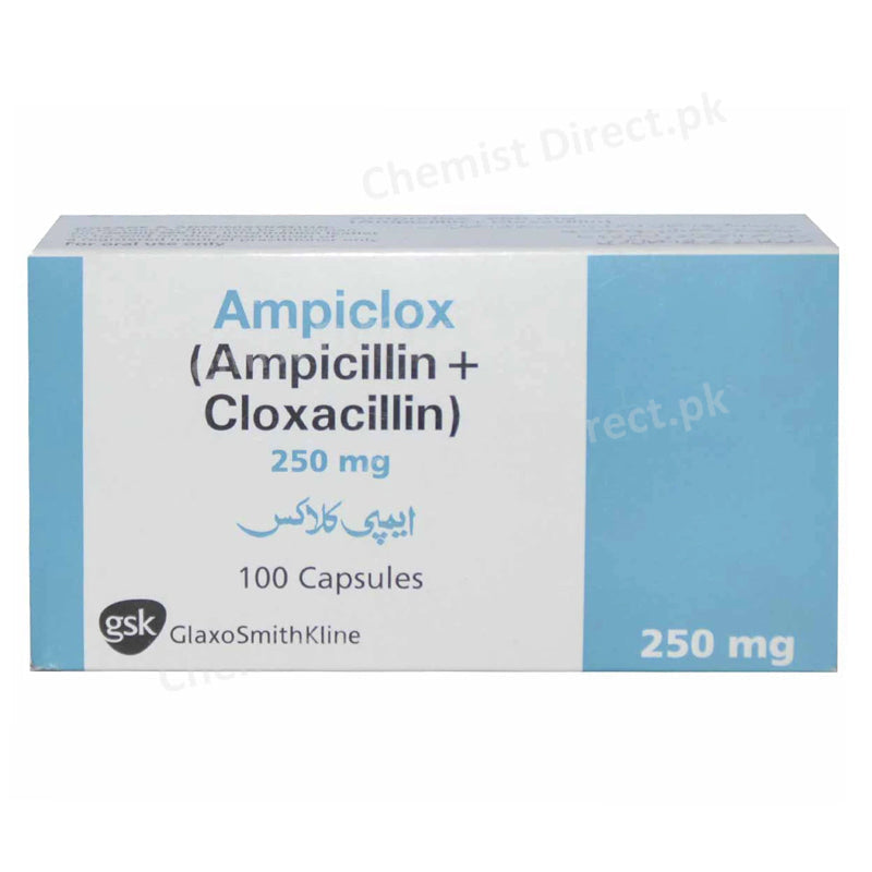 AMPICLOX Capsules 250mg Glaxosmithkline Pakistan Limited Ampicillin 125mg, Cloxacillin 125mg