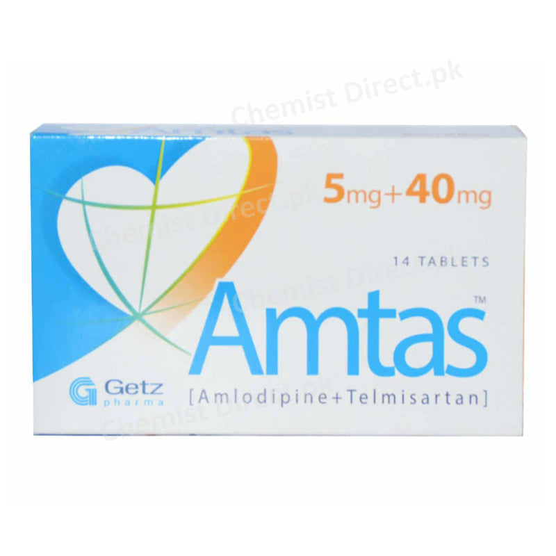 Amtas 5mg/40mg Tablet Amlodipine + Telmisartan Anti-Hypertensive Getz Pharma