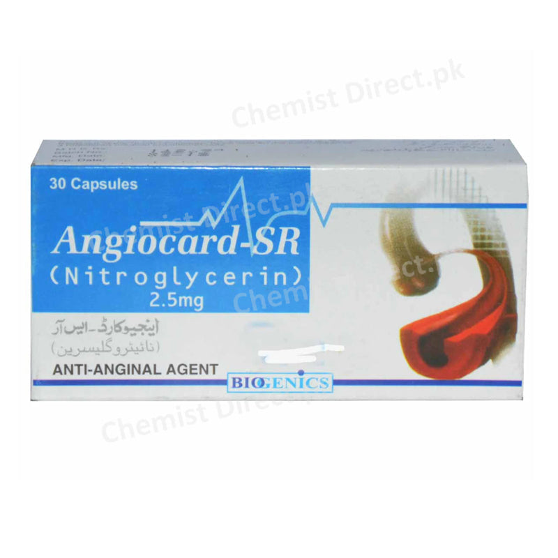 Angiocard SR 2.5mg Cap Capsules Biogenics Pharma Nitrates Glyceryl Trinitrate.jpg