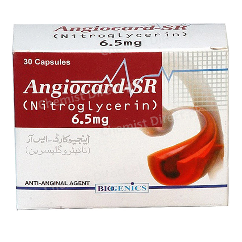 Angiocard- SR 6.5mg Cap Capsules Biogenics  Pharma Nitrates Glyceryl Trinitrate.jpg