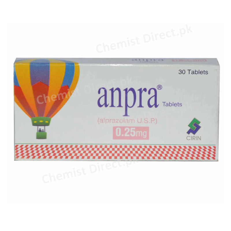 Anpra 0.25mg tab Tablet Cirin Pharmaceuticals Benzodiazepine Alprazolam.jpg