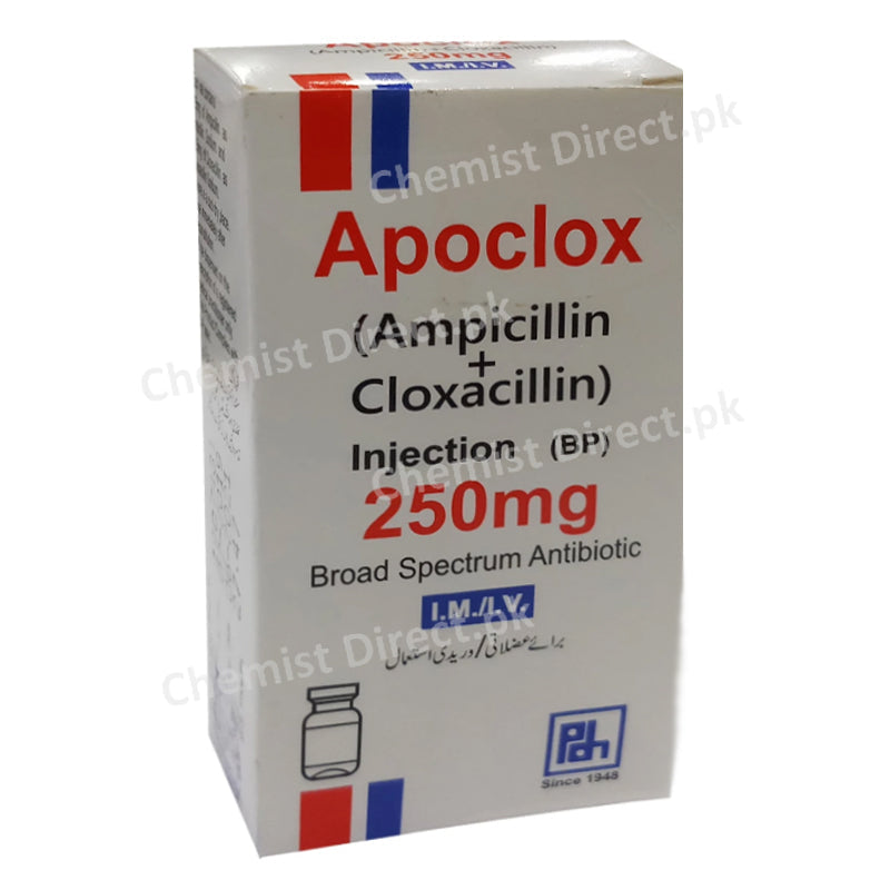 APOCLOX Injection 250mg P.D.H PHARMACEUTICALS (PVT) LTD Ampicillin 125Mg, Cloxacillin 125Mg