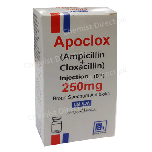 APOCLOX Injection 250mg P.D.H PHARMACEUTICALS (PVT) LTD Ampicillin 125Mg, Cloxacillin 125Mg