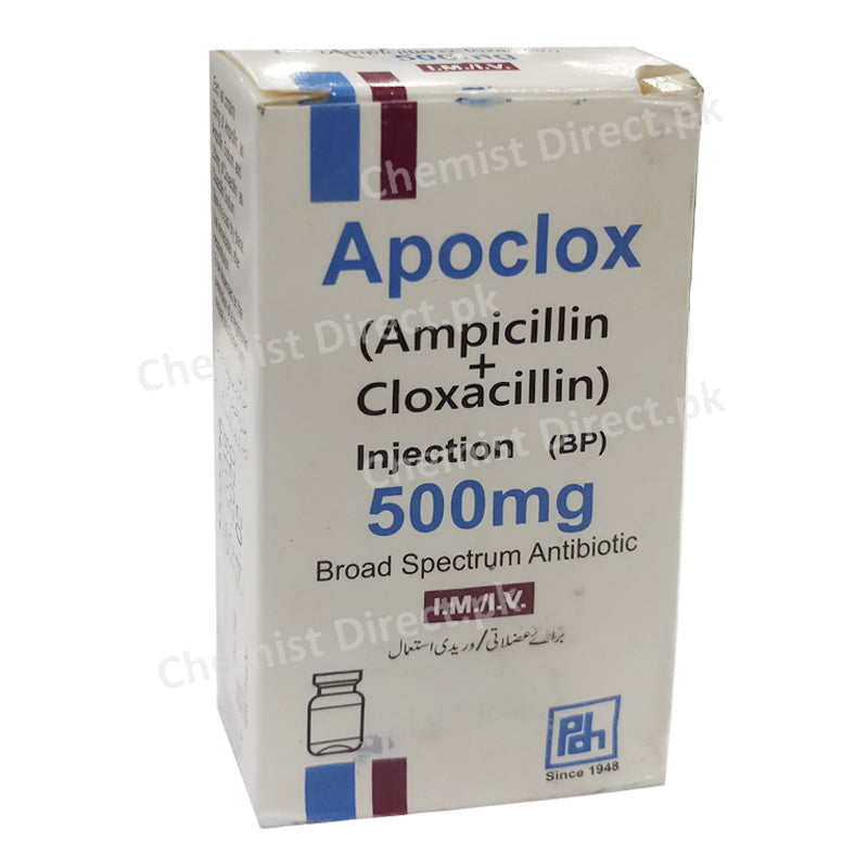 APOCLOX Injection 500Mg Vial P.D.H PHARMACEUTICALS (PVT) LTD Ampicillin 250Mg, Cloxacillin 250Mg