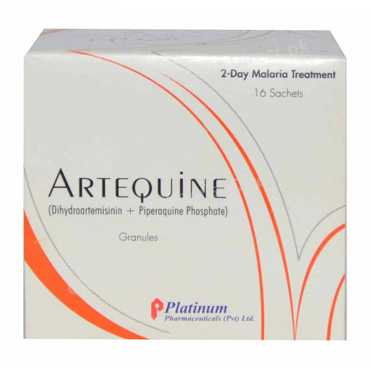 Artequine Powder Sachet 15mg/120mg Platinum Pharmaceuticals (Pvt) Ltd Dihydroartemisinin 15mg, Piperaquine Phosphate 120mg