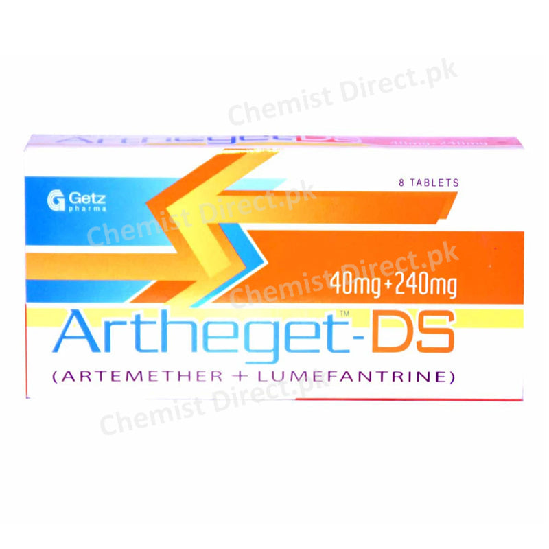 Artheget-DS Tablets 40mg/240mg GETZ PHARMA PAKISTAN (PVT) LTD Artemether 40mg,  Lumefantrine 240mg