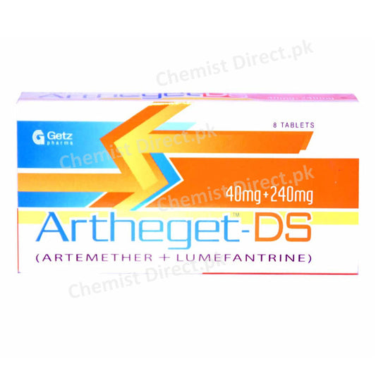 Artheget-DS Tablets 40mg/240mg GETZ PHARMA PAKISTAN (PVT) LTD Artemether 40mg,  Lumefantrine 240mg