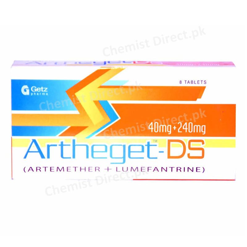 Artheget-DS Tablets 40mg/240mg GETZ PHARMA PAKISTAN (PVT) LTD Artemether 40mg,  Lumefantrine 240mg