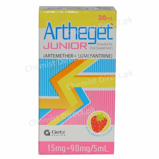 Artheget Juniour Suspenion 30ml GETZ PHARMA PAKISTAN (PVT) LTD Artemether 15mg, Lumefantrine 90mg