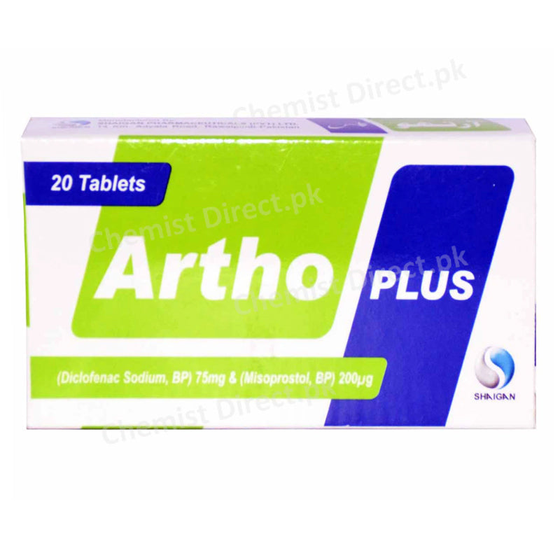 Artho Plus Tablets 75mg 200mcg Shaigan Pharmaceuticals Diclofenac Sodium 75mg, Misoprostol 200mcg