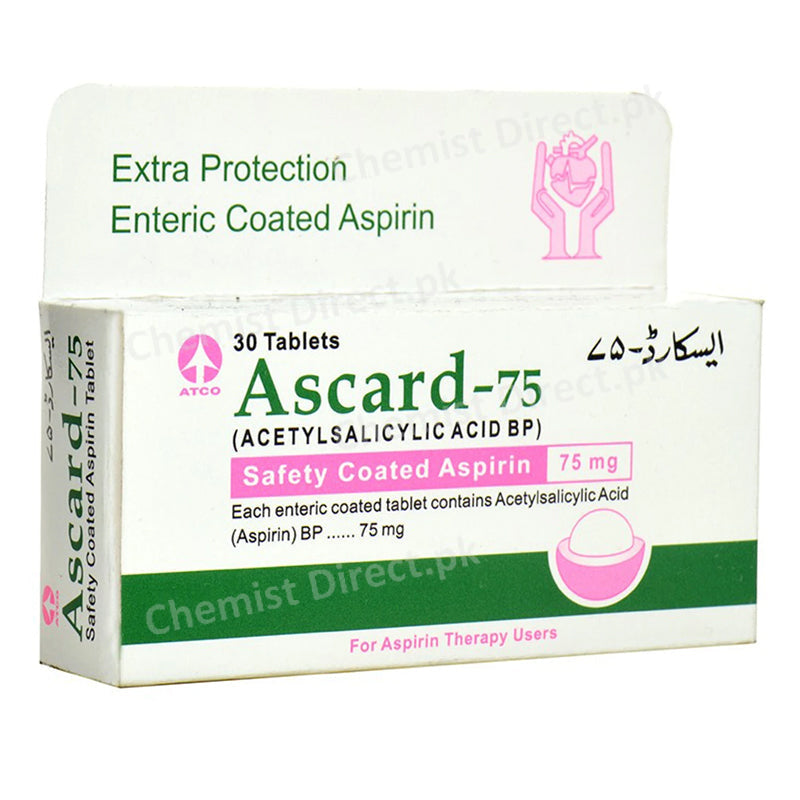 Ascard-75 Tablet 75mg ATCO LABORATORIES (PVT) LTD Acetyl Salicylic Acid