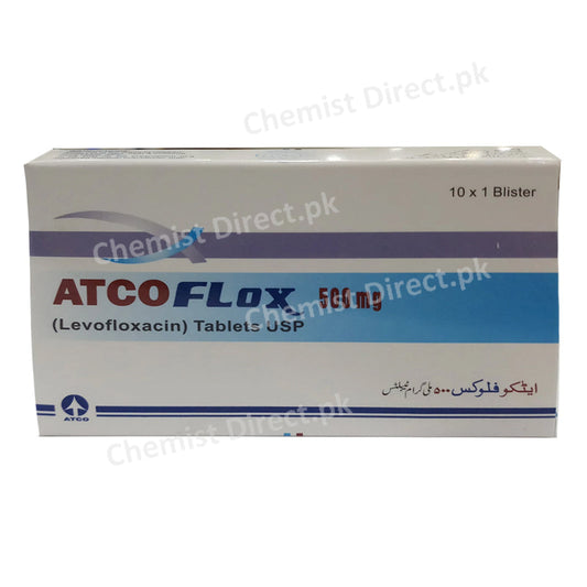 Atcoflox 500mg Tab Tablet ATCOLABORATORIES_PVT_LTD QuinoloneAnti Bacterial Levofloxacin