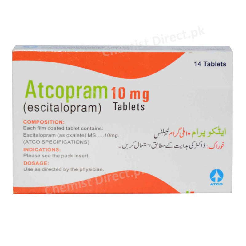 Atcopram 10MG Tab Tablet ATCOLABORATORIES_PVT_LTD Anti-Depressant ESCITALOPRAM