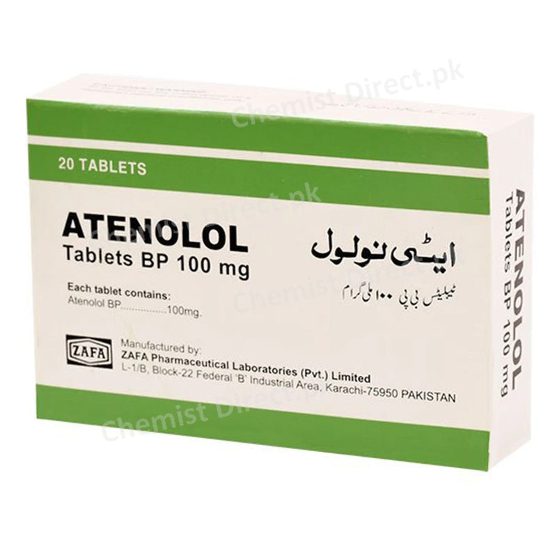 Atenolol Tab 100mg Tablet Atenolol Tab 100mg 20s ZafaPharma Anti-Hypertensive Atenolol