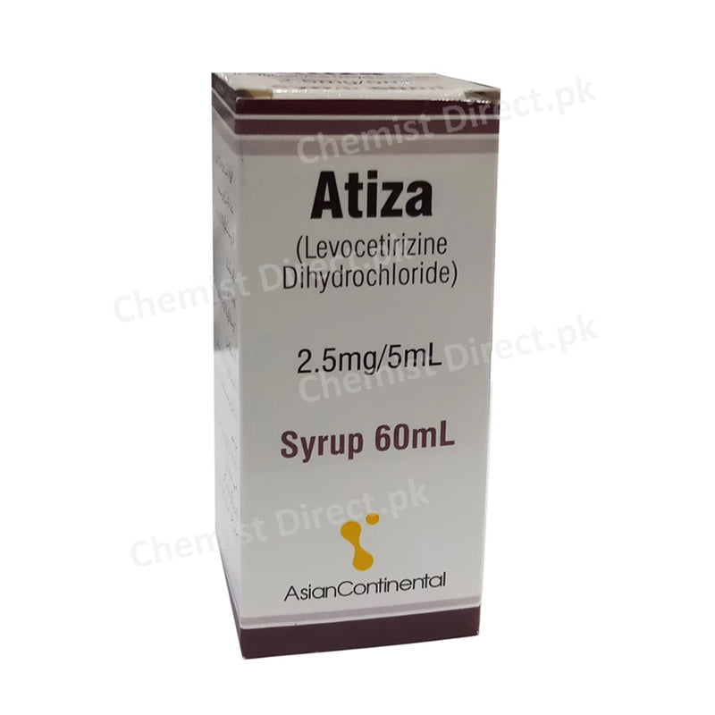 Atiza 2.5mg/5ml syrup 60ml Asian Continental (pvt) Ltd Levocetirizine Dihydrochloride
