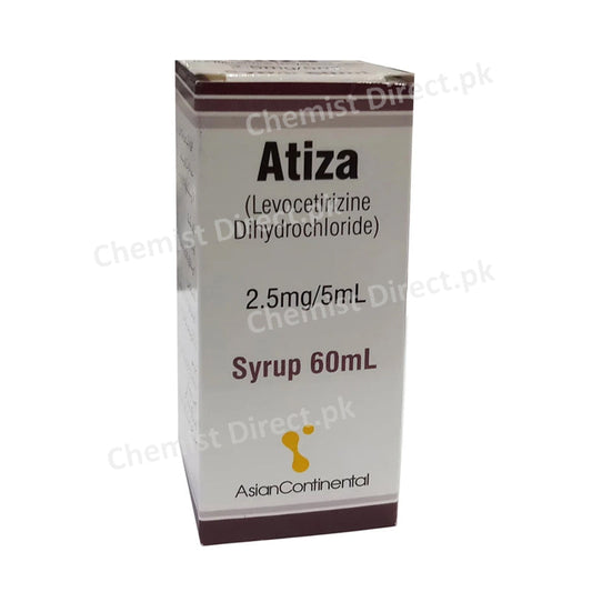 Atiza 2.5mg/5ml syrup 60ml Asian Continental (pvt) Ltd Levocetirizine Dihydrochloride