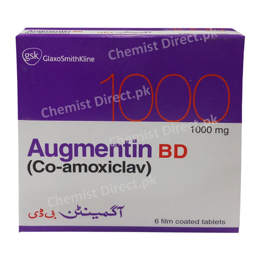 Augmentin BD Tablets 1g Glaxosmithkline Pakistan Limited Amino-Penicillin Amoxicillin 875mg, Clavulanic Acid 125mg