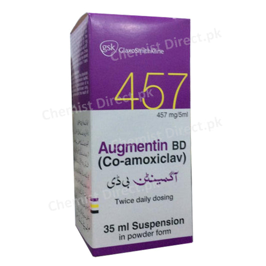 Augmentin BD Syrup 457mg/5ml 35ml GlaxoSmithKline Amino-penicillin Amoxicillin 400mg, Clavulanic Acid 57mg